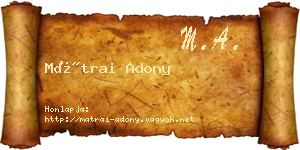 Mátrai Adony névjegykártya